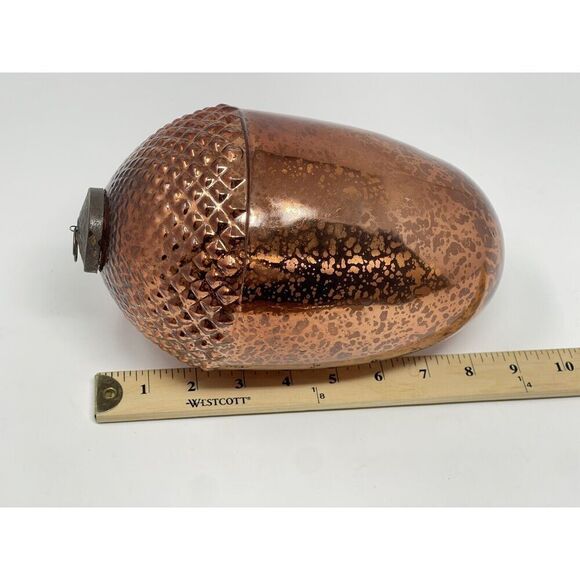 Kugel Style Mercury Glass Large Acorn Ornament 9" x 5.5" Bronze Brown Copper - Picture 4 of 6